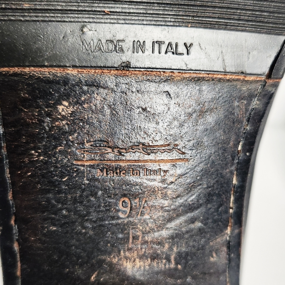 Santoni Men's Black Leather Slip On Loafers with Tassels Size 9.5 Made in Italy - Picture 8 of 9